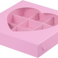 konfekšu kastīte rozā sirds 15x15