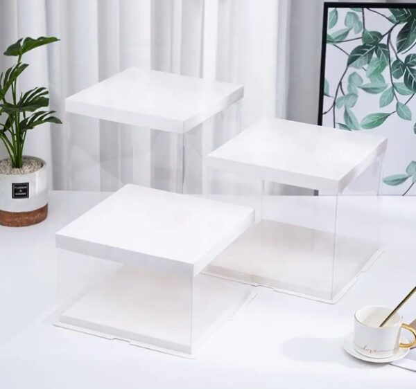 transparent cake box white